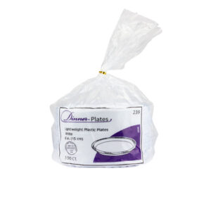 Plates White Plastic 6" 100ct