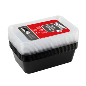 Plastic Container Rectangle Black 16oz 10ct